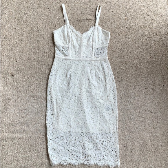 Express Dresses & Skirts - Express White Lace Dress with Peek a Boo Panels